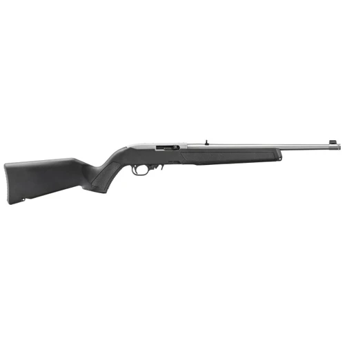 Ruger, 10/22, Semi-automatic, 22LR, 16.4" Threaded Barrel, 1/2X28 Thread Pitch, Stainless Steel Barrel, Black Polymer Stock, Adjustable Rear Sight, Gold Front Bead Sight, Manual Safety, 10 Round Rotar