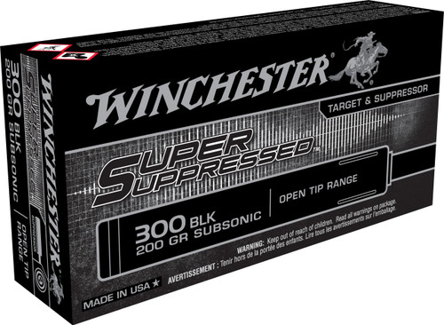 Winchester Ammo SUP300BLK Super Suppressed  300 Blackout 200gr Open Tip Range 20 Per Box - 02089222448