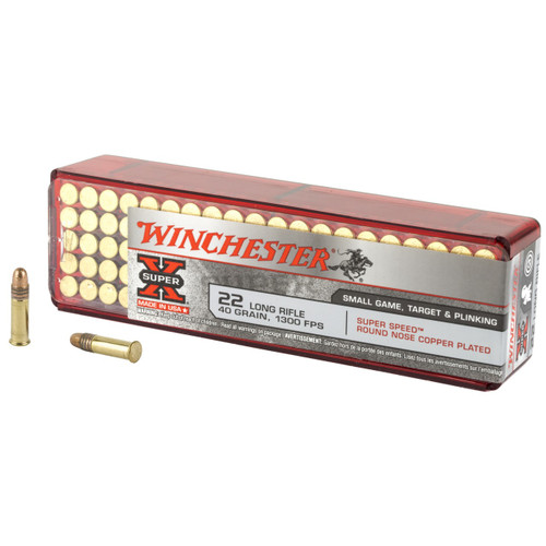Winchester Super-X .22 Long Rifle 40 Grain Plated Round Nose 100rd Box - 02089210200
