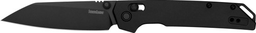 Kershaw 2038RBLK Iridium  3.45" Folding Reverse Tanto Plain Black Oxide D2 Steel Blade, Black Anodized Aluminum Handle - 08717106892