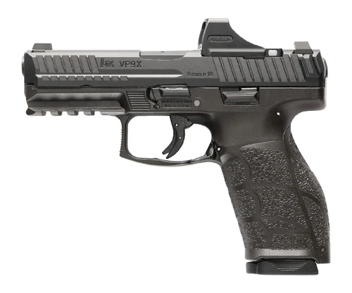 HK 81001388 VP9A1 X w/Optic *CA Compliant Full Size Frame 9mm Luger 10+1 4.09" Black Barrel, Black Steel Serrated w/Optic Slide, Black Polymer Frame w/Picatinny Rail, Textured Grip, Holosun SCS Super