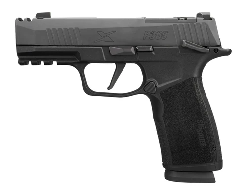 Sig Sauer 365XCA-9-COMP-MS-SL-CA P365 Compact Frame 9mm Luger 10+1 3.10" Black Nitron Stainless Steel Integrated Compensator/Optic Ready Slide, Black Stainless Steel Frame w/Picatinny Rail, Interchang