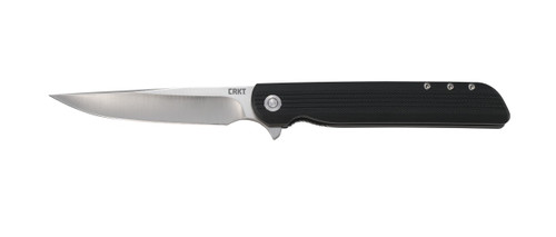 CRKT 3810 LCK +  Large 3.62" Folding Drop Point Plain Satin 8Cr13MoV SS Blade/ Black GRN Handle Includes Pocket Clip - 794023381009