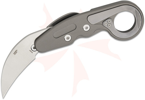 CRKT 4040G Provoke 2.41" Folding Hawkbill Plain Satin D2 Blade, Silver/gray 6061-T6 aluminum Handle, Kinematic Lock - 794023404074