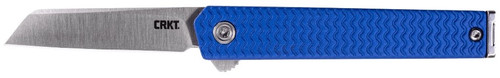 CRKT 7083 CEO Microflipper Micro 2.21" Folding Sheepsfoot Plain Satin 12C27 Blade, Blue textured aluminum Handle, Liner lock - 794023708301