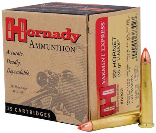 Hornady 8302 Varmint Express 22 Hornet 35 GR V-Max 25 Bx - 090255383027