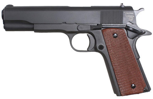 Taylors and Company 1911STD 1911 Traditional 45 ACP 5" 7+1 Blued Blued Steel Slide Checkered Walnut Grip - 839665008508