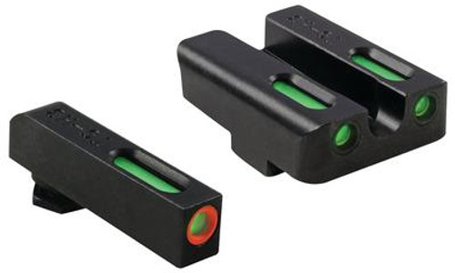 Tru Glo Brite-Site TFX Pro for Glock 17/17L/19/22/23/24/26/27/33/34/35/38/39 Green Rear Green with Orange Focus Lock Front Sight - 788130022511