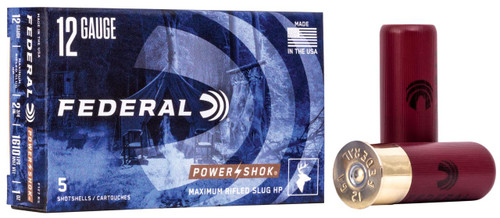 Federal F127RS Power-Shok  12 Gauge 2.75" 1 oz Rifled Slug Shot 5 Bx/ 50 Cs - 029465009915