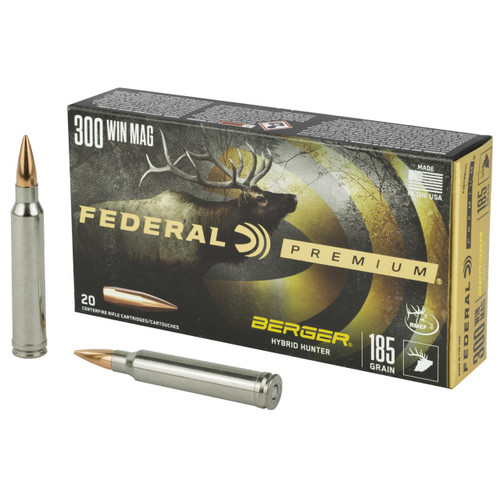 Federal P300WBCH1 Premium  300 Win Mag 185 gr 2950 fps Berger Hybrid Hunter 20 Box - 604544649253