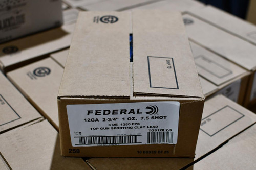 Federal TGS12875 Top Gun Sporting 12 Gauge 2.75" 1 oz 1250 fps 7.5 Shot 250 Case - 604544646467