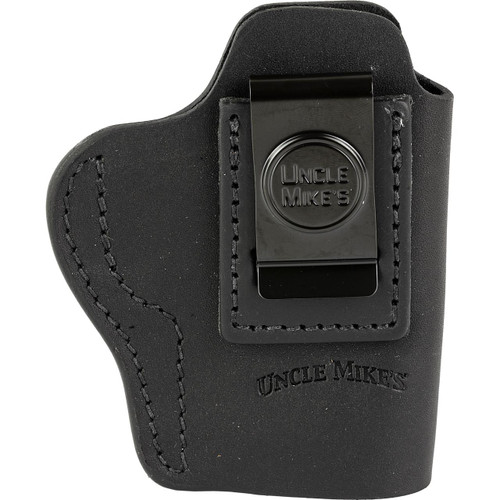 Uncle Mikes-leather(1791) UMIWB4MBLR Inside the Waistband Holster IWB Size 04 Matte Black Leather Belt Clip Fits Glock 17/19 Right Hand - 810102212351