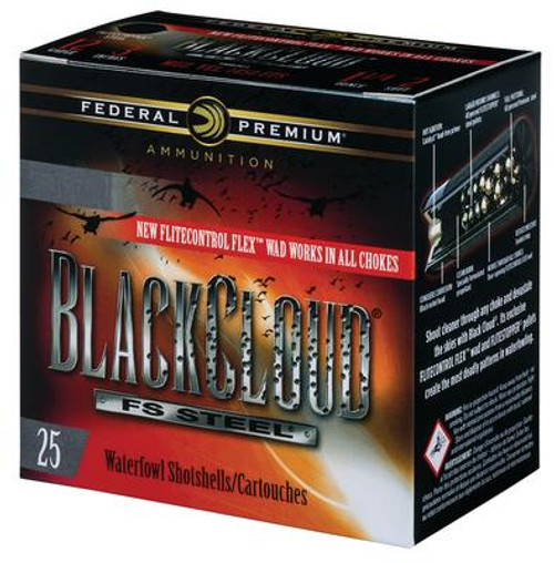 Federal Premium Black Cloud FS Steel High Velocity 12 Gauge 3 Inch 1635 FPS 1.1 Ounce 2 Shot 25 Box - 604544623406