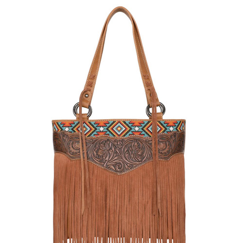 MW1200G-8317 Montana West Tooled Collection Concealed Carry Tote Brown -