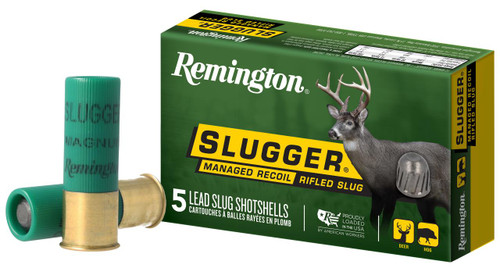 Remington Slugger Managed-Recoil 12 Gauge 2.75 Inch 1200 FPS 1 Ounce Rifled Slug 5 Box - 047700336206