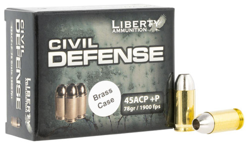 Liberty Ammunition LACD45013BC Civil Defense  45 ACP +P 78 gr Lead Free Fragmenting Hollow Point 20 Per Box - 793888627352