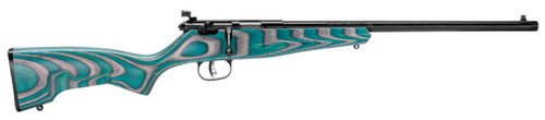 Savage Arms 13802 Rascal  22 LR Caliber with 1rd Capacity, 16.12" Barrel, Matte Blued Metal Finish & Boyd's Minimalist Gray/Teal Hybrid Stock Right Hand (Youth) - 062654138027