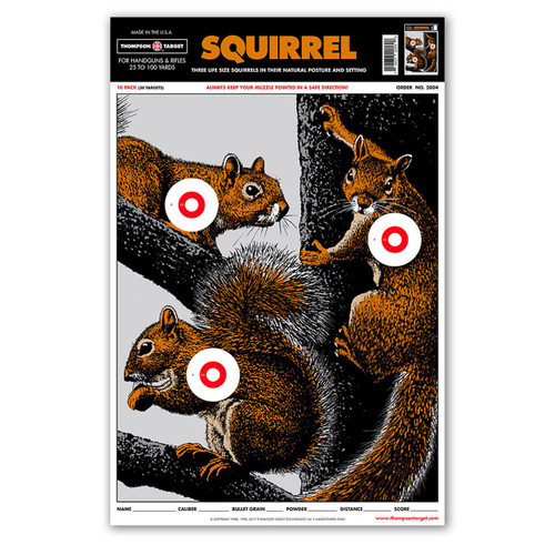 Thompson Target Life-Size Squirrel 12.5"x19" Paper Hunting Targets 10PK - 718837220040