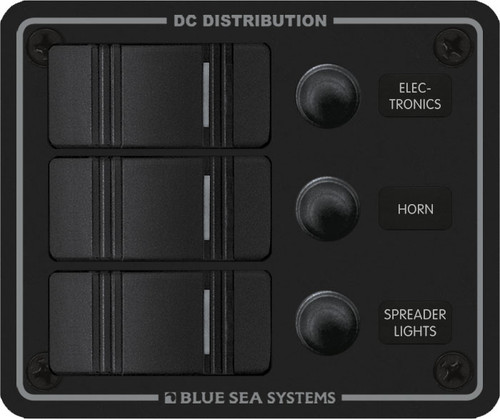 Blue Sea Water Resistant Circuit Breaker Panel - Black