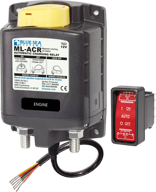 Blue Sea 7622 ML-ACR Automatic Charging Relay with Manual Control - 12V DC 500A