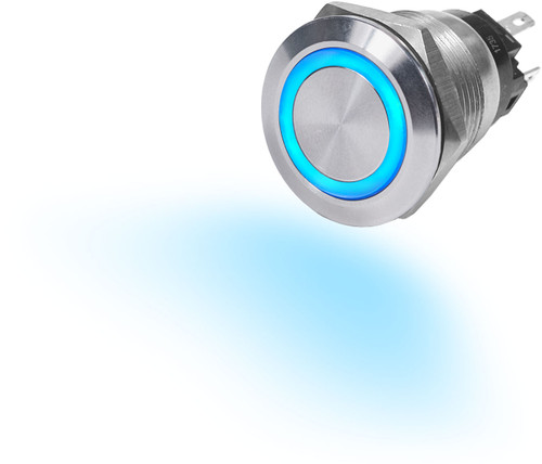 Blue Sea 4160 10A Push Button LED Ring Switch OFF-ON Blue