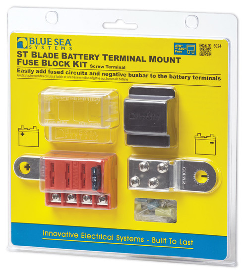 Blue Sea 5024 ST Blade Battery Terminal Mount Fuse Block Kit