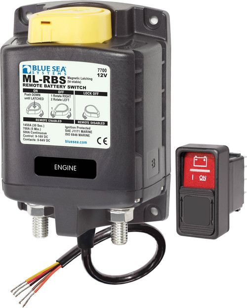 Blue Sea 7700 ML-RBS Remote Battery Switch with Manual Control - 12V DC 500A