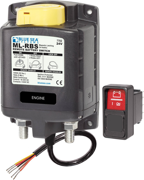 Blue Sea 7702 ML-RBS Remote Battery Switch with Manual Control - 24V DC 500A