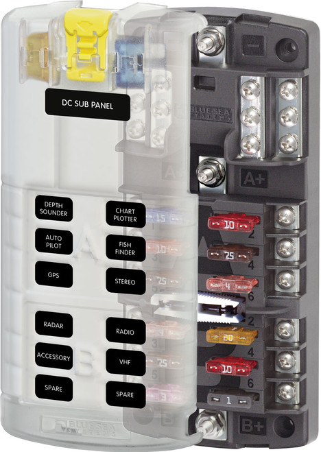 Blue Sea 5032 ST Blade 12 ATO Split Bus Fuse Block