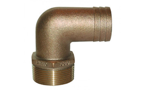 Groco PTHC-1250 1-1/4" NPT Bronze 90 Degree Pipe to Hose Fitting | Trotac Marine Groco PTHC-1250 1-1/4" NPT Bronze 90 Degree Pipe to Hose Fitting | Trotac Marine