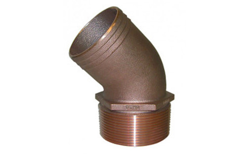 Groco PTHD-1250 1-1/4" NPT Bronze 45 Degree Pipe to Hose Fitting | Trotac Marine Groco PTHD-1250 1-1/4" NPT Bronze 45 Degree Pipe to Hose Fitting | Trotac Marine