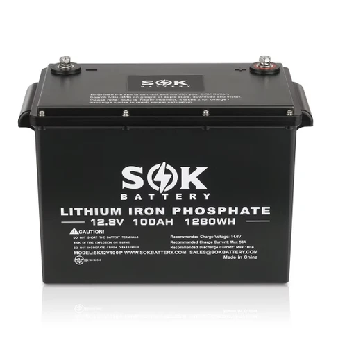 SK12V100P | SOK Lithium Iron Phosphate 12V 100Ah Battery, Marine Grade