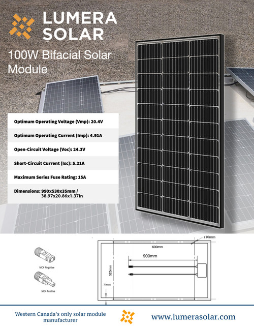 Lumera 100W Bifacial Solar Panel