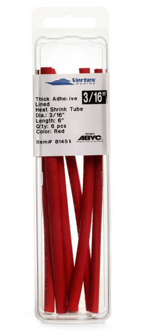 1/4" Red Shrink Tube 1' 6pkg