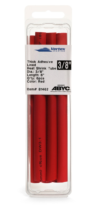 3/8" Red Shrink Tube 1' 6pkg