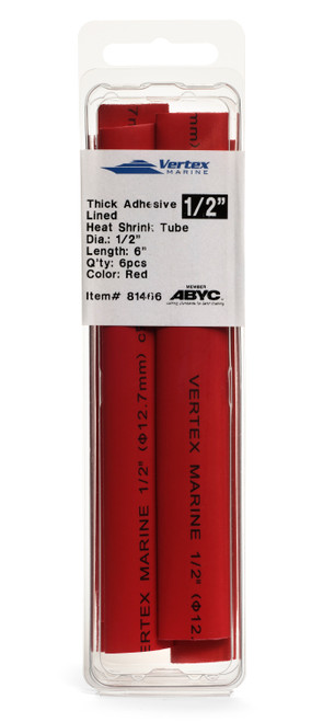 1/2" Red Shrink Tube 1' 6pkg