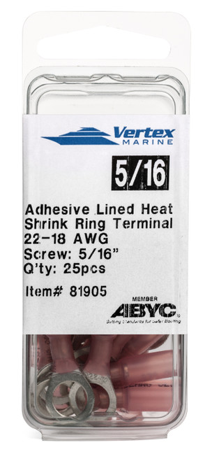 Heat Shrink Ring Terminal 22-18 AWG - 25 Pack 5/16"