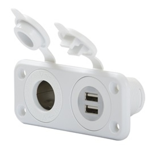 BDual USB Charger and 12V Receptacle White, OEM