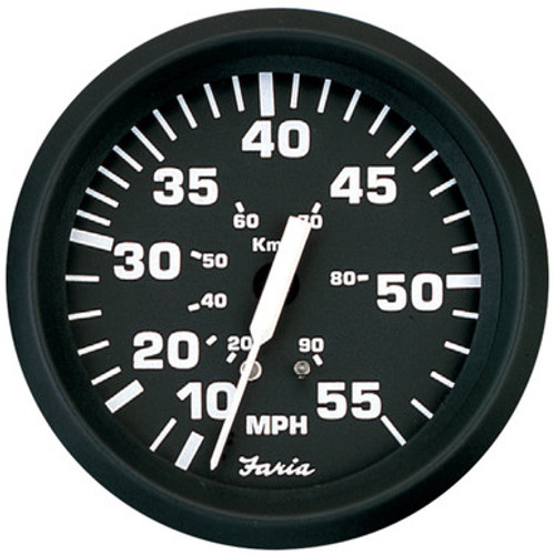 Faria 32810 Speedometer (55 MPH) (Mechanical) Euro Black
