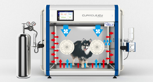 CURDALE PET INCUBATOR PRO+160 with Oxygen tank connection