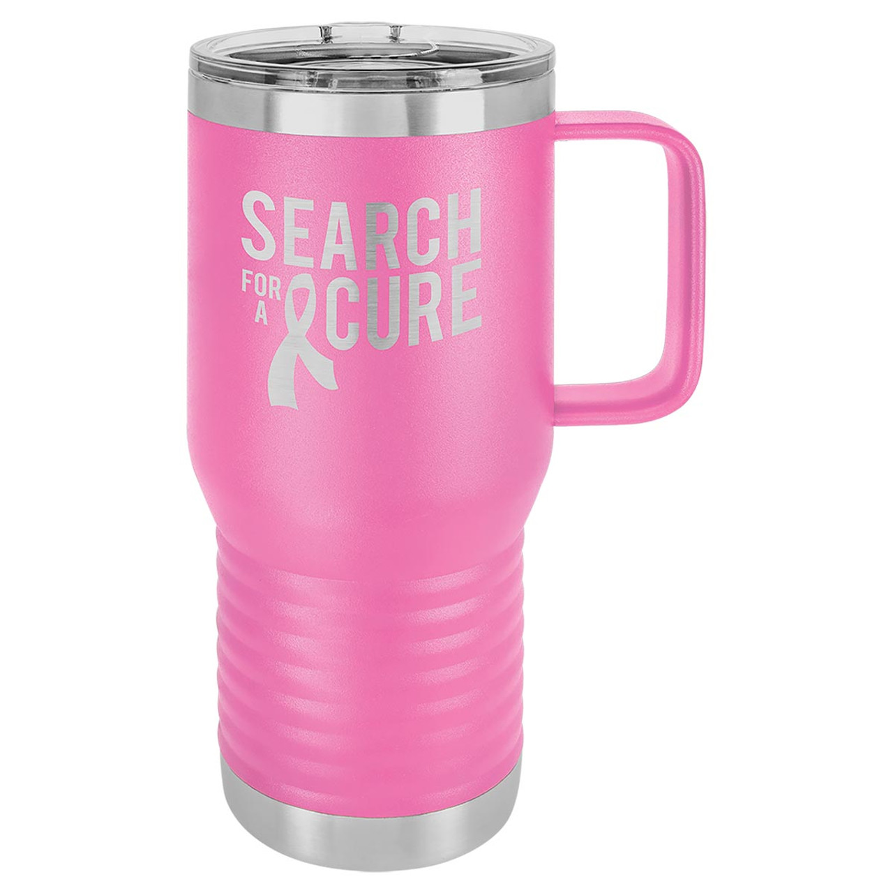 Stainless Steel Custom Tapered Travel Mug w/ Metal Handle - 20 oz.