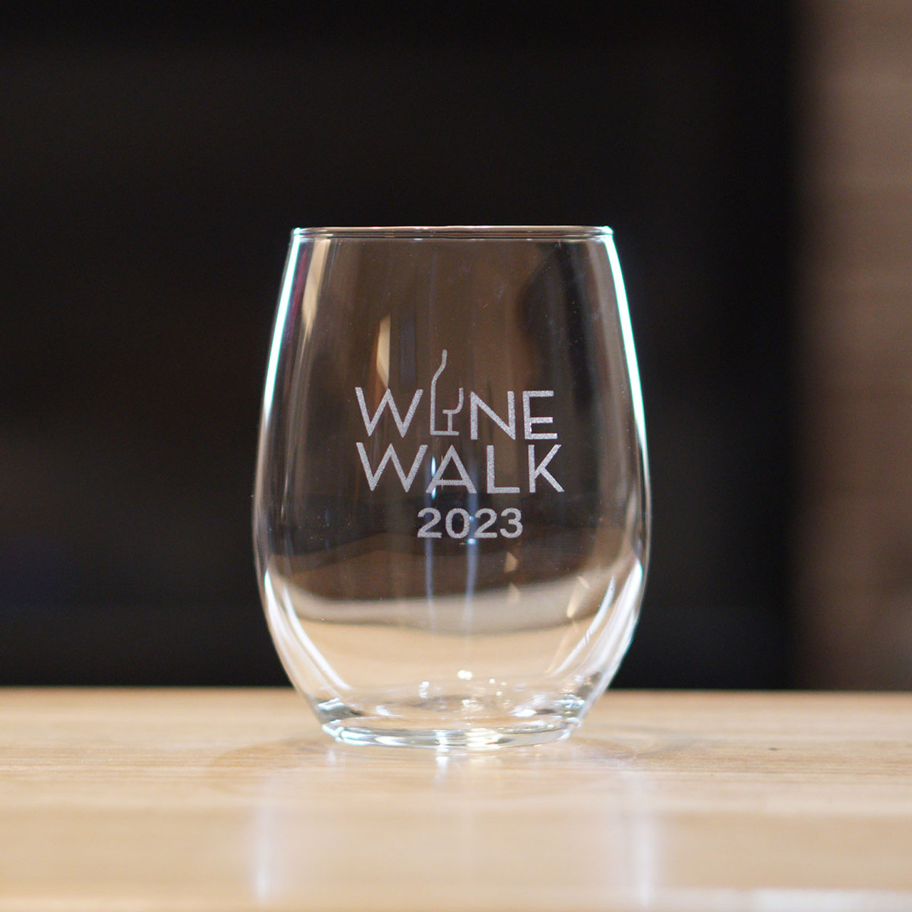 15 oz Stemless Wine Glass Etched Tuck