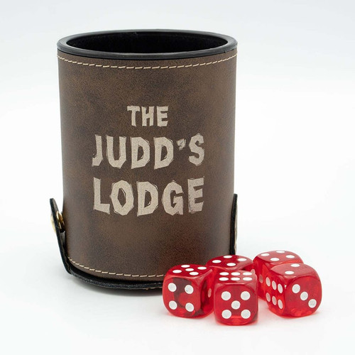 Custom engraved dice cup with dice