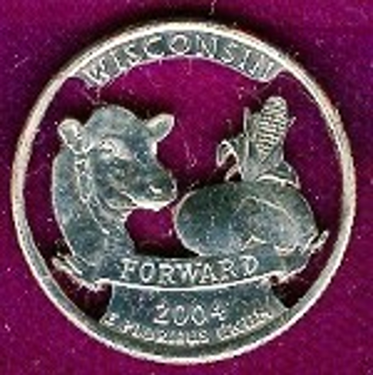 Wisconsin Quarter Cut Out Pendant Or Keyring Coin Cut Art