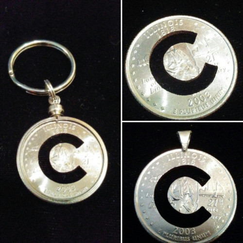 Any Block Letter, Any Quarter, as a Cut Out, Pendant, or KeyRing