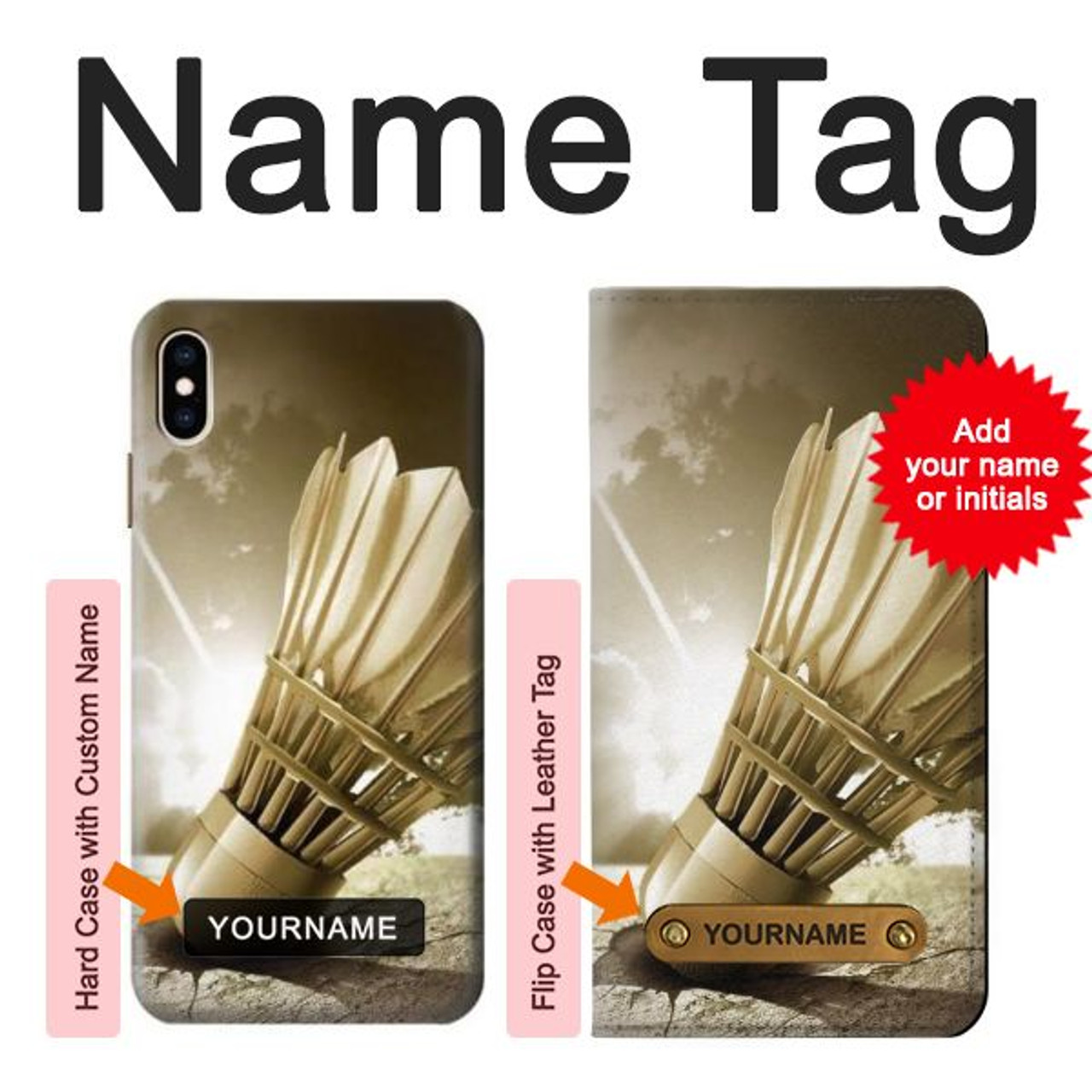 W0979 Badminton Sport Art Hard Case And Lether Flip Case For Iphone Xs Max