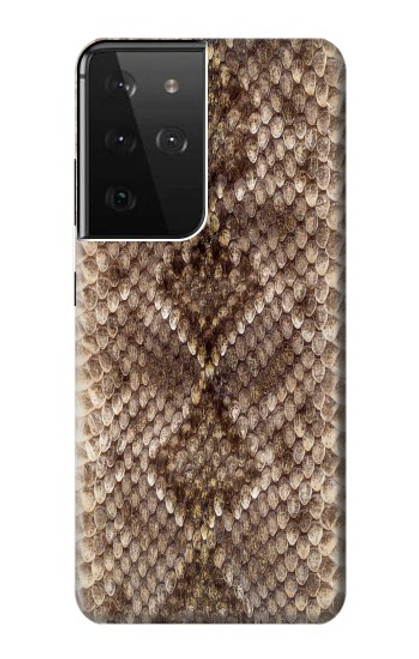 W2875 Rattle Snake Skin Graphic Printed Hard Case and Leather Flip Case For Samsung Galaxy S21 Ultra 5G