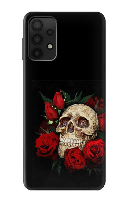 W3753 Dark Gothic Goth Skull Roses Hard Case and Leather Flip Case For Samsung Galaxy A32 5G