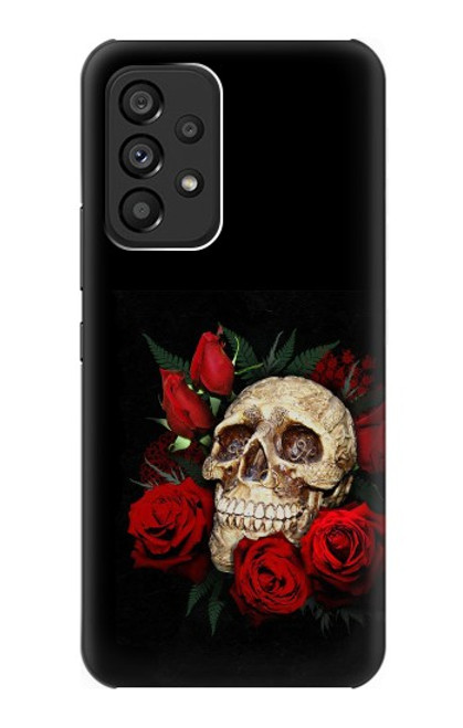 W3753 Dark Gothic Goth Skull Roses Hard Case and Leather Flip Case For Samsung Galaxy A53 5G