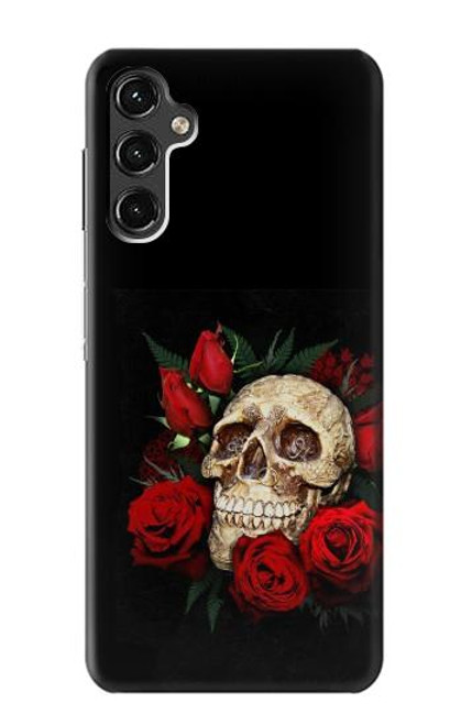 W3753 Dark Gothic Goth Skull Roses Hard Case and Leather Flip Case For Samsung Galaxy A14 5G